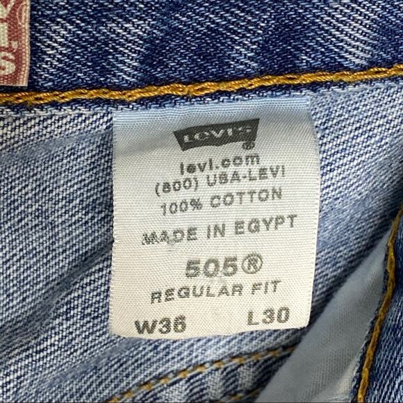 Men's Levi's Regular Fit 505 Denim Blue Jeans 36X30 - Picture 4 of 5